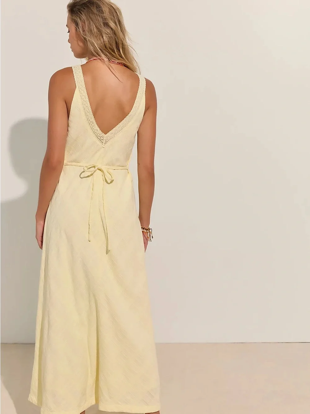NWOT Free People Free-est Adela Maxi Dress Banana Cream Yellow Boho Lace Small